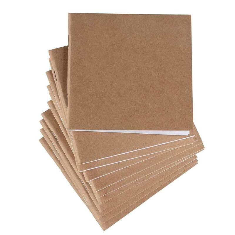 Paper Junkie 48 Pack Mini Kraft Paper Notebooks, Unlined Blank Journals for Kids, 4 x 4 in