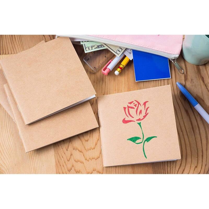 Paper Junkie 48 Pack Mini Kraft Paper Notebooks, Unlined Blank Journals for Kids, 4 x 4 in