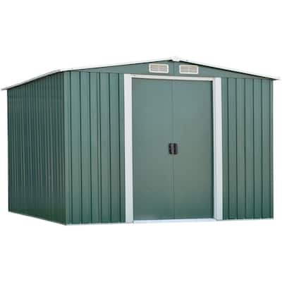 Ainfox 8'x8' Outdoor Metal Garden Storage Shed Green