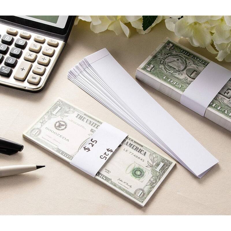Juvale 300 Blank White Paper Currency Money Band Straps No Denomination Bill Wrappers