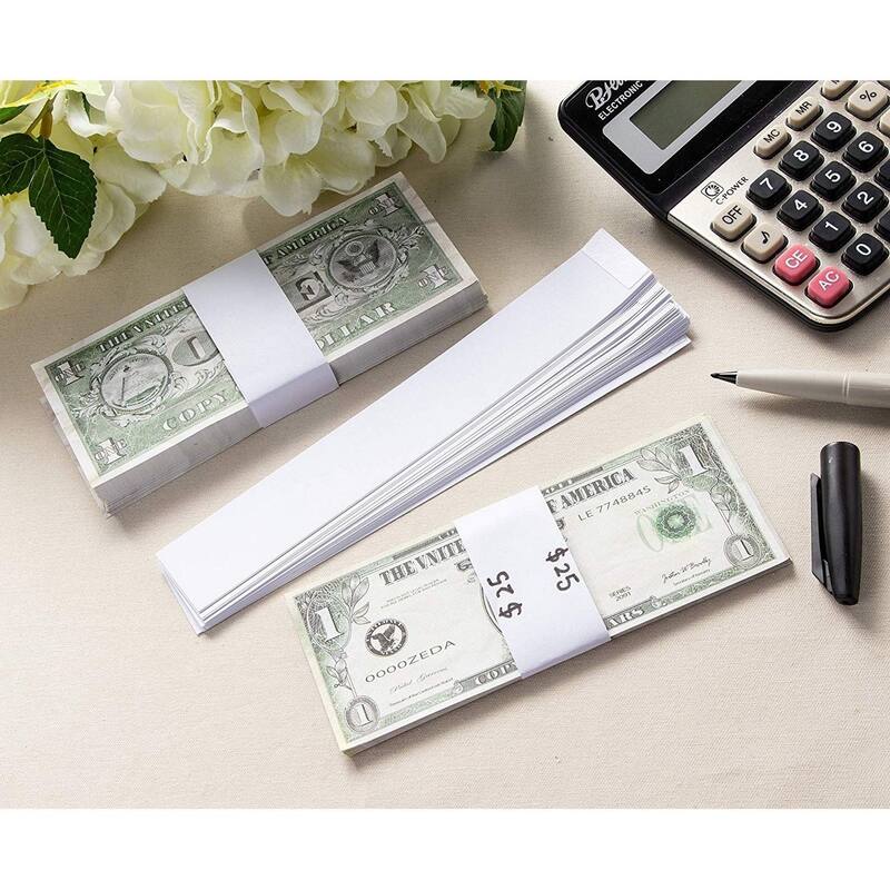 Juvale 300 Blank White Paper Currency Money Band Straps No Denomination Bill Wrappers