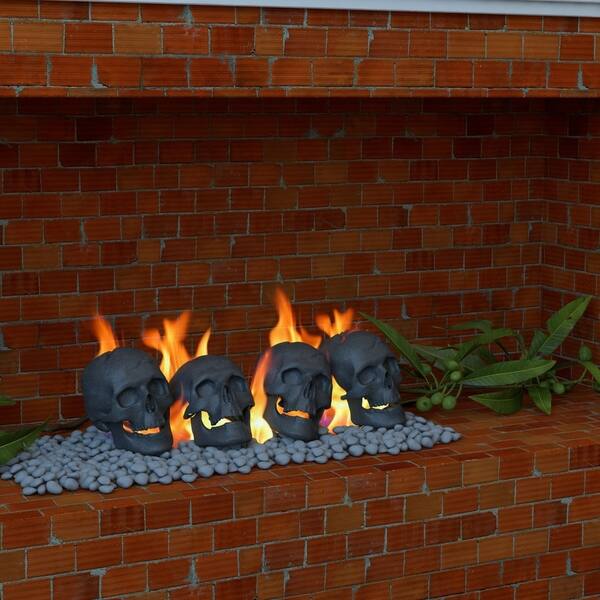 Shop Regal Flame Human Skull Ceramic Wood Large Gas Fireplace Logs