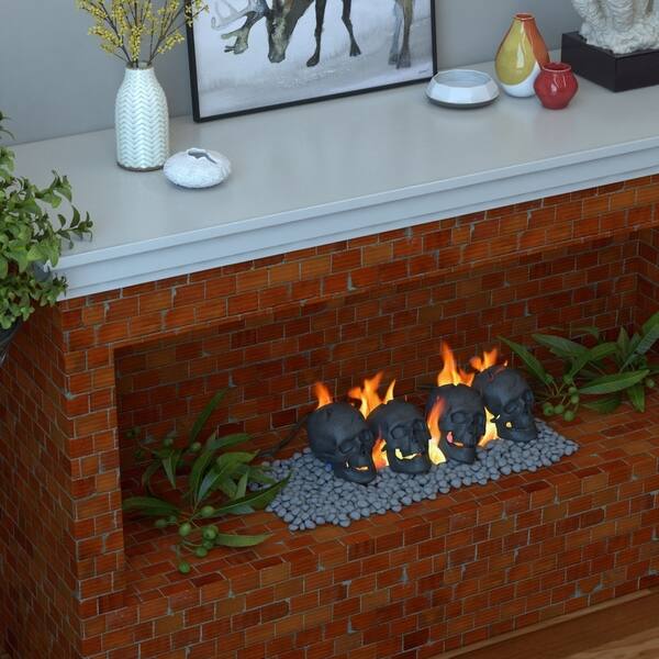 Shop Regal Flame Human Skull Ceramic Wood Large Gas Fireplace Logs