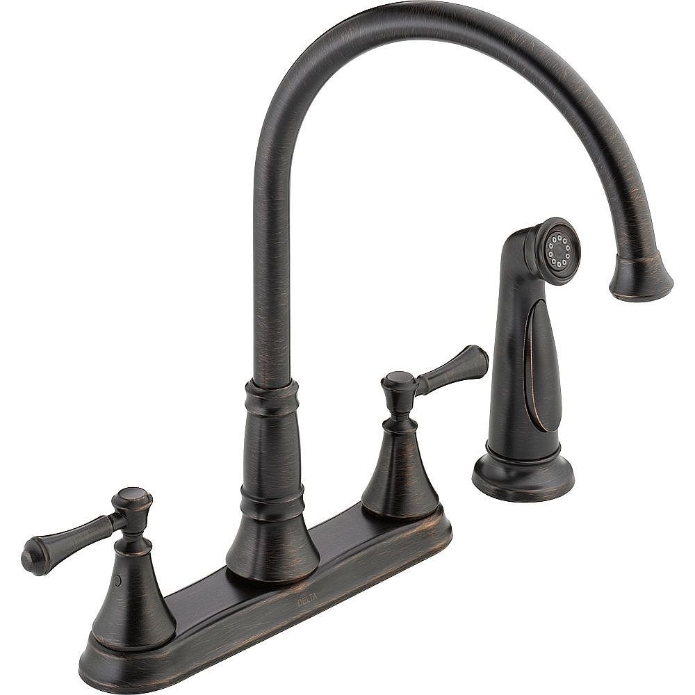 Shop Delta Two Handle Kitchen Faucet With Spray Overstock 30433672