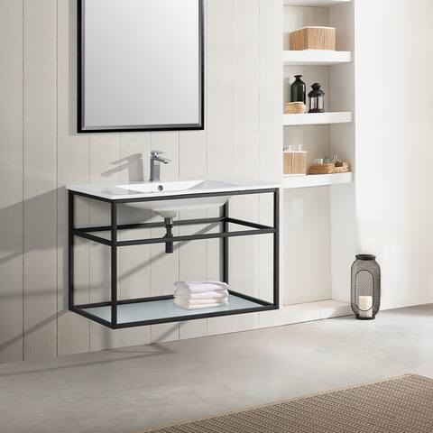 Swiss Madison SM-BV553 Pierre 36" Single, Metal Frame, Open Shelf, Bathroom Vanity