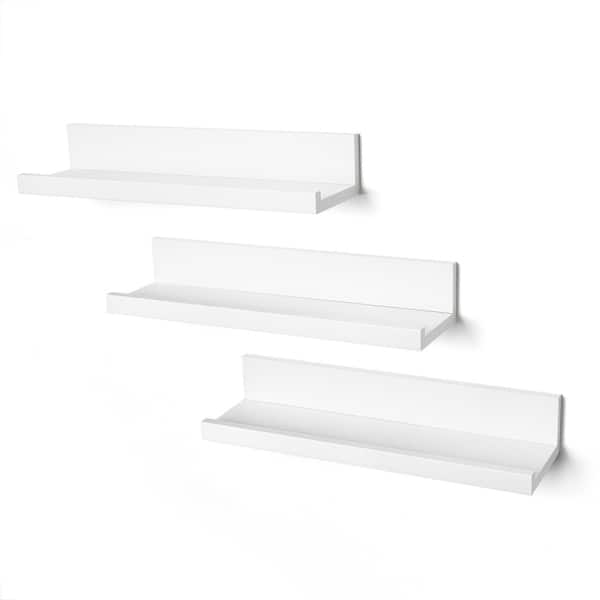 Americanflat White Set Of Three 14 Inch Floating Wall Shelves 14 Inch Floating Wall Shelves