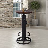 Blaze Industrial Metal Pub Table in Brushed Gray with Rustic Pine Wood Top