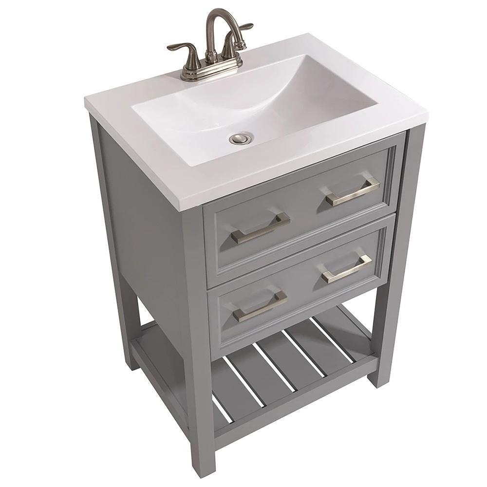 Milan 25 In Bath Vanity With Cultured Marble Vanity Top Overstock 30434836 White Top No Backsplash Grey 25 Inch