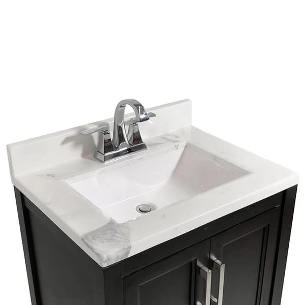 Shop Salerno 25 In Bath Vanity With Cultured Marble Vanity Top Overstock 30434838 White Top No Backsplash Grey 25 Inch