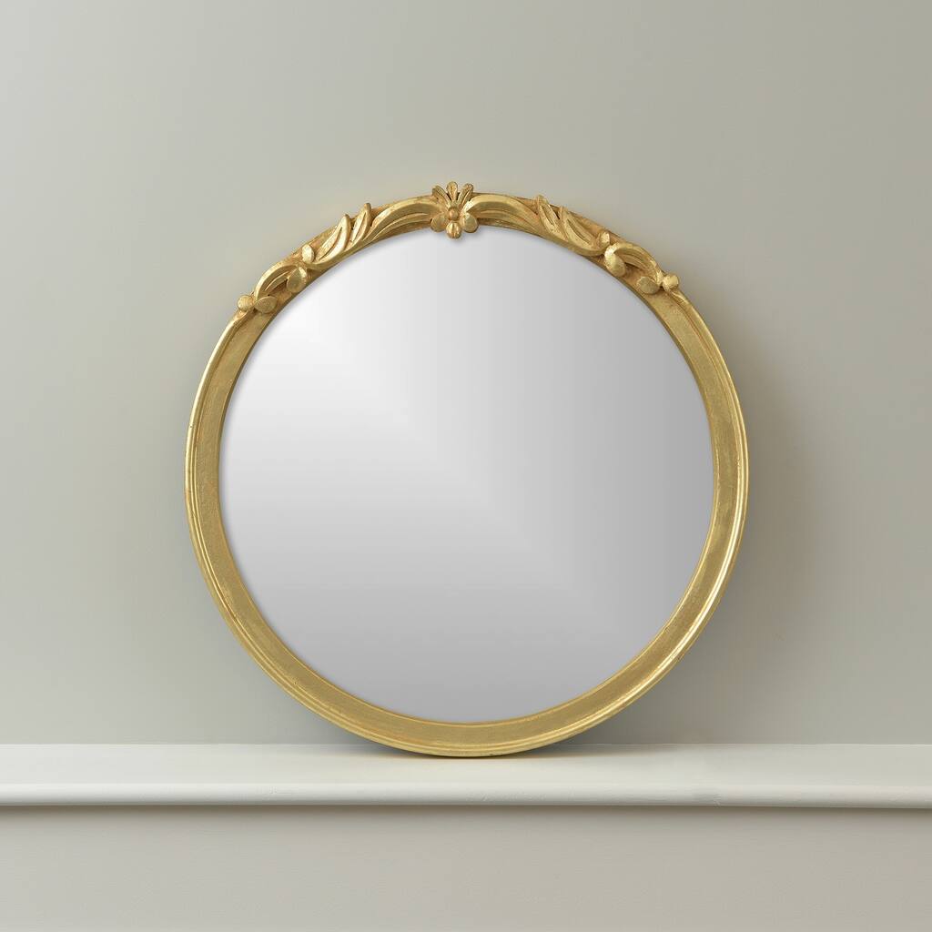 Gracewood Hollow Barber Round Wall Mirror with Ornate Goldtone Frame - 20W X 20H