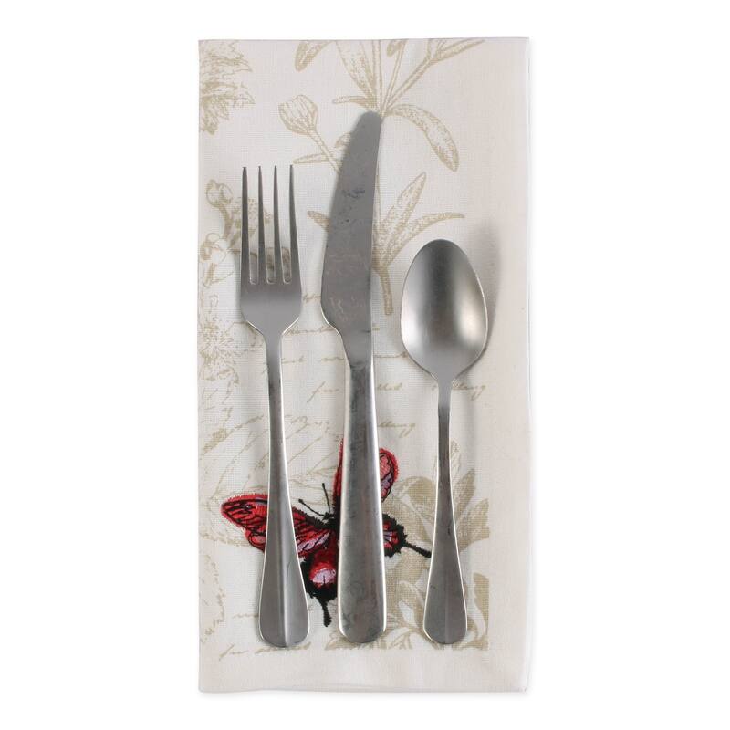 DII Botanical Print Kitchen Textiles, 20x20", Botanical Butterfly, 6 Pieces - Napkins, 20x20"