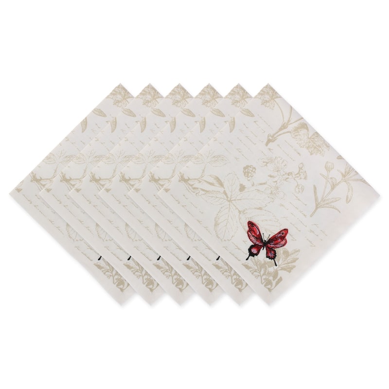 DII Botanical Print Kitchen Textiles, 20x20", Botanical Butterfly, 6 Pieces - Napkins, 20x20" - Botanical Butterfly - Set of 6 - Napkins, 20x20"