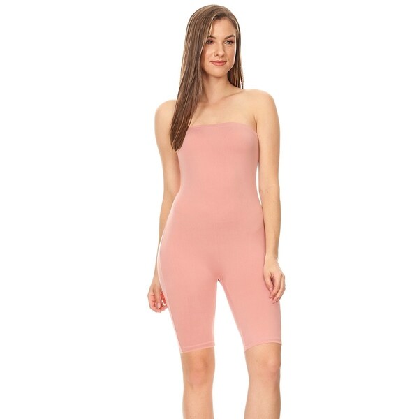 strapless biker short romper