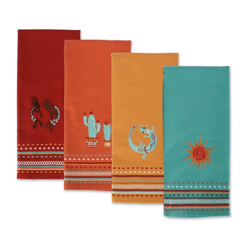 DII Hacienda Stripe Kitchen Textiles, 18x28", Southwest, 4 Pieces - Dishtowel Set