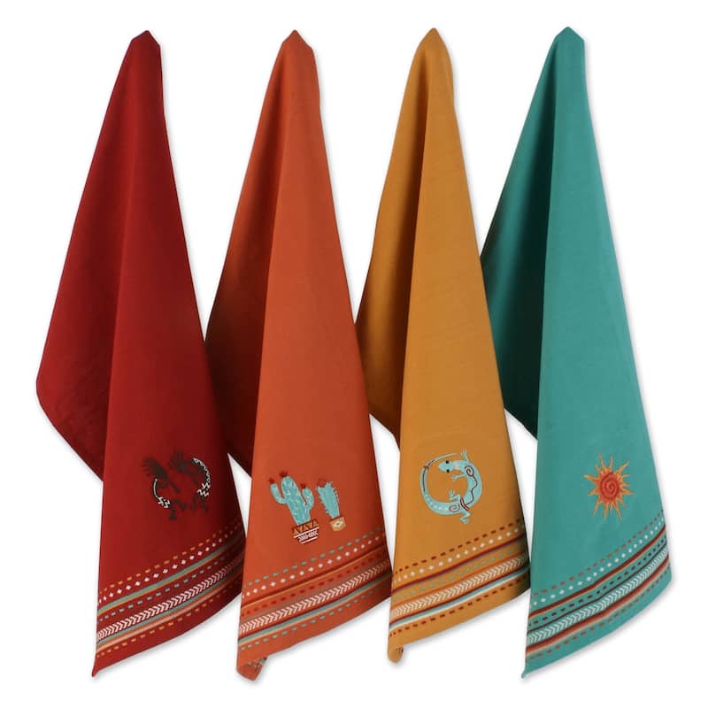 DII Hacienda Stripe Kitchen Textiles, 18x28", Southwest, 4 Pieces - Dishtowel Set