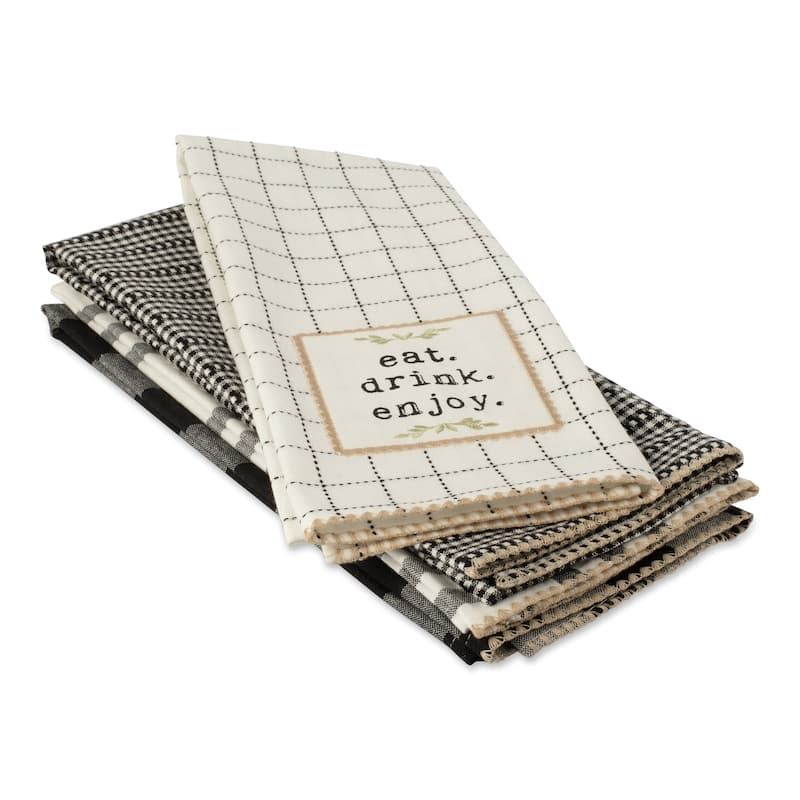 DII Home Sweet Farmhouse Kitchen Textiles, 18x28", Assorted, 4 Pieces - Dishtowels, 18x28"