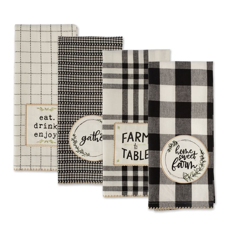DII Home Sweet Farmhouse Kitchen Textiles, 18x28", Assorted, 4 Pieces - Dishtowels, 18x28"
