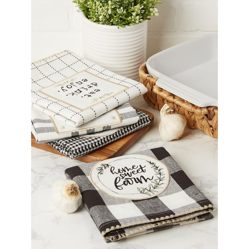 DII Home Sweet Farmhouse Kitchen Textiles, 18x28", Assorted, 4 Pieces - Dishtowels, 18x28"