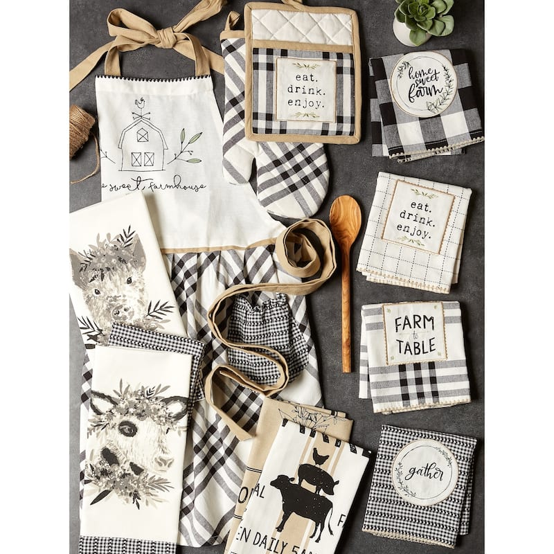 DII Home Sweet Farmhouse Kitchen Textiles, 18x28", Assorted, 4 Pieces - Dishtowels, 18x28"