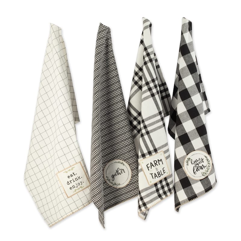 DII Home Sweet Farmhouse Kitchen Textiles, 18x28", Assorted, 4 Pieces - Dishtowels, 18x28" - Dishtowels, 18x28" - Assorted