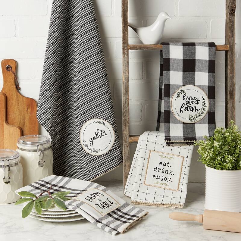DII Home Sweet Farmhouse Kitchen Textiles, 18x28", Assorted, 4 Pieces - Dishtowels, 18x28"