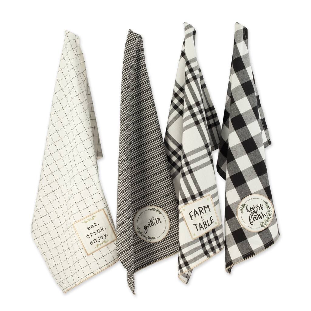 DII Home Sweet Farmhouse Kitchen Textiles, 18x28", Assorted, 4 Pieces - Dishtowels, 18x28"