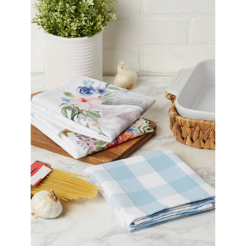 DII Flower Garden Kitchen Textiles, 18x28", Floral Bunnies, 3 Pieces