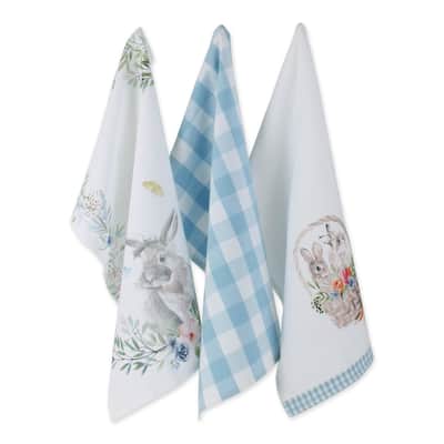 DII Flower Garden Kitchen Textiles, 18x28", Floral Bunnies, 3 Pieces