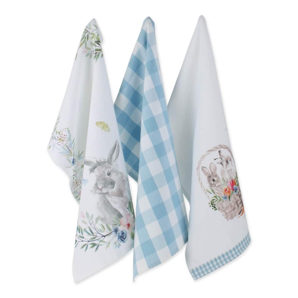 DII Flower Garden Kitchen Textiles, 18x28", Floral Bunnies, 3 Pieces