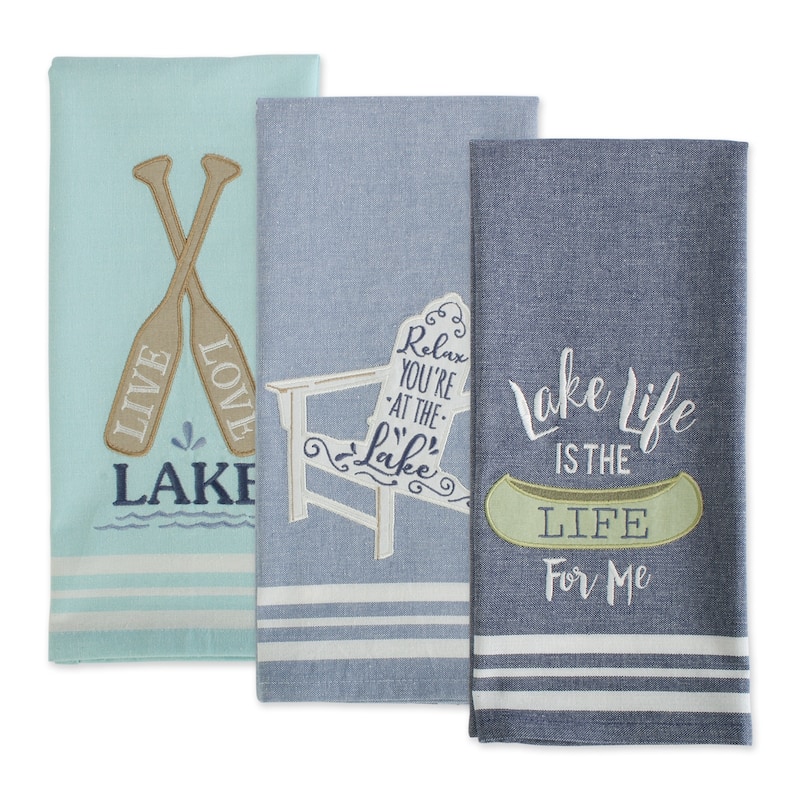 DII Lake Plaid Home Collection, 18x28", Lakeside, 3 Pieces - Dishtowels, 18x28"