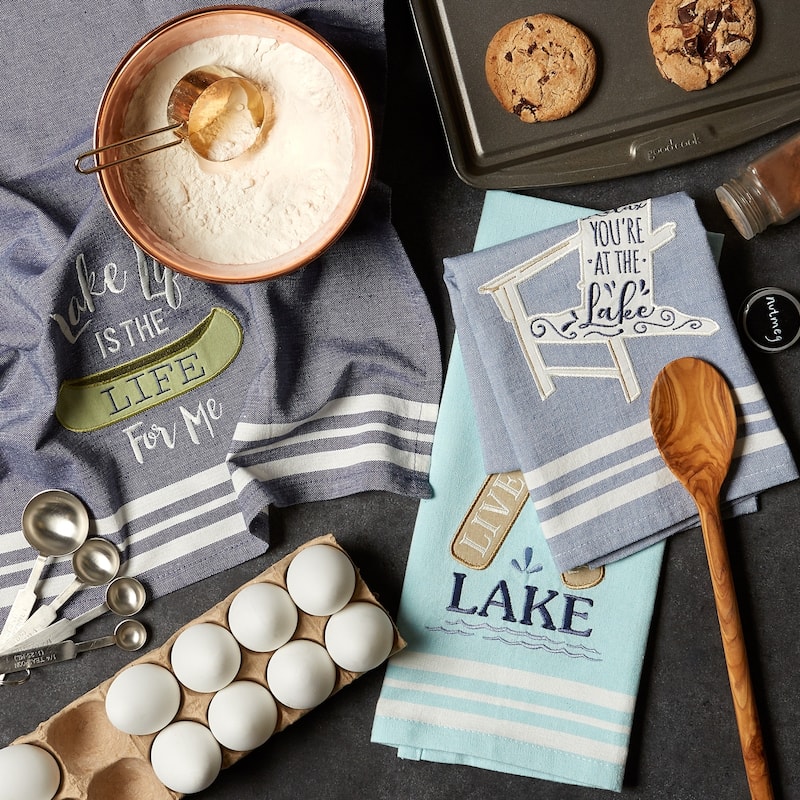 DII Lake Plaid Home Collection, 18x28", Lakeside, 3 Pieces - Dishtowels, 18x28"