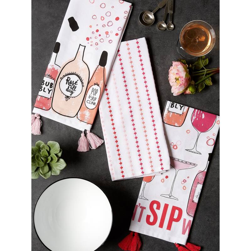 DII Pop Fizz Home Collection, 18x28", Rose All Day, 3 Pieces