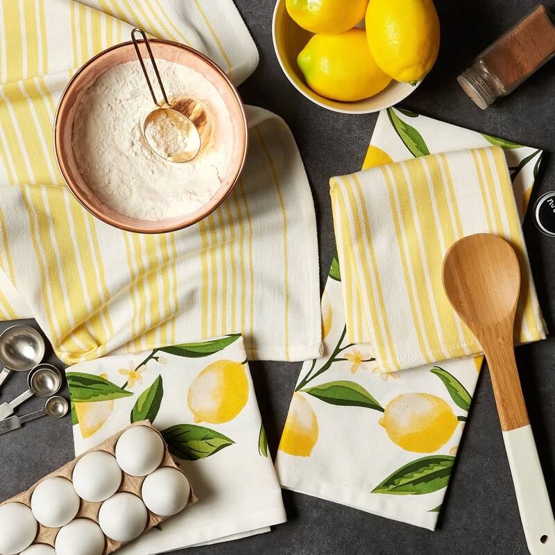 DII Lemon Bliss Kitchen Textiles, 18x28", Lemon Bliss, 4 Pieces