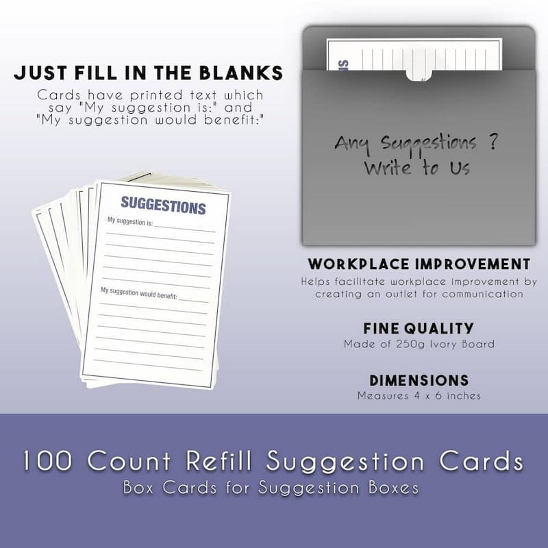 Paper Junkie 100 Pcs Suggestion Cards for Office, Restaurant, Retail, School, Church (4x6 In)