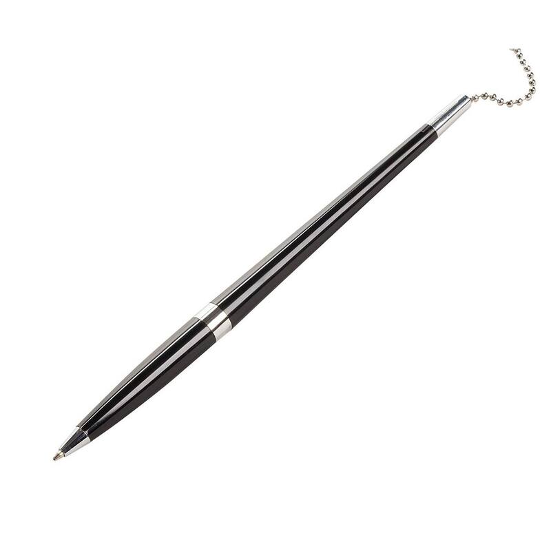 Stockroom Plus 3 Pack Desk Pen with Chain for Business, Security Pen Holder (0.5mm) Black