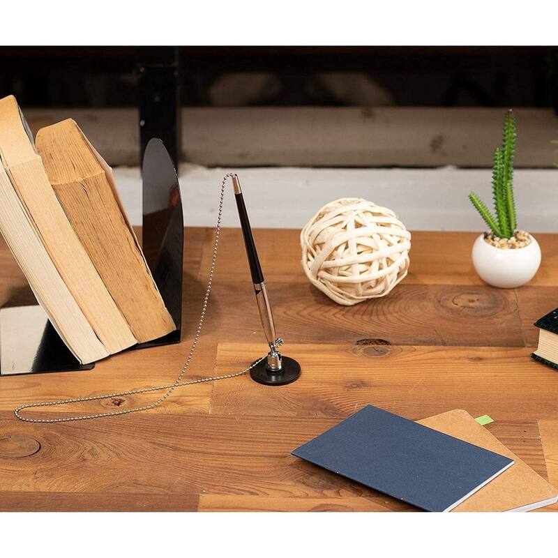 Stockroom Plus 3 Pack Desk Pen with Chain for Business, Security Pen Holder (0.5mm) Black