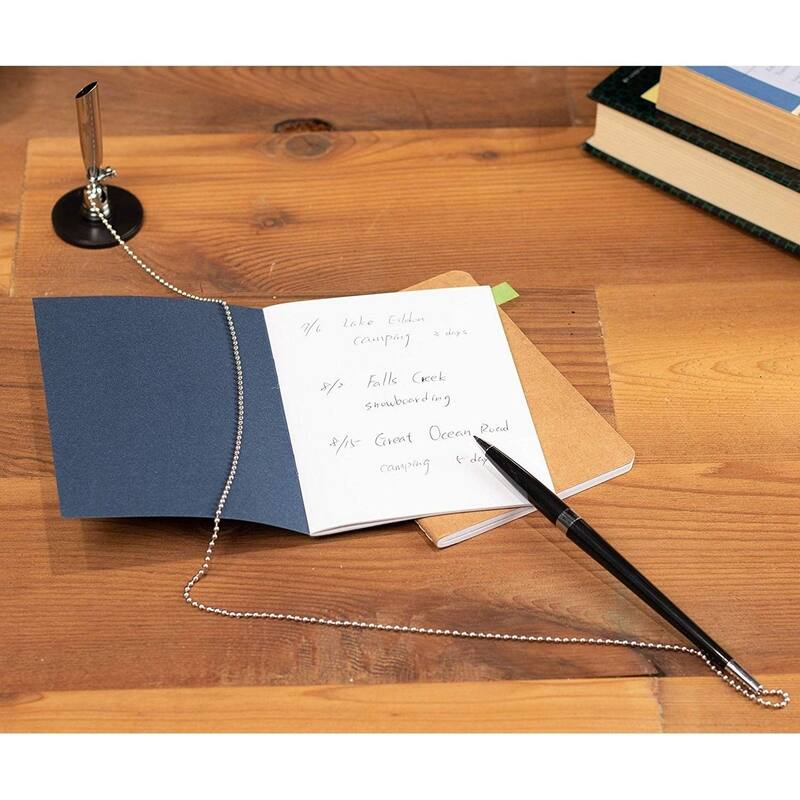 Stockroom Plus 3 Pack Desk Pen with Chain for Business, Security Pen Holder (0.5mm) Black