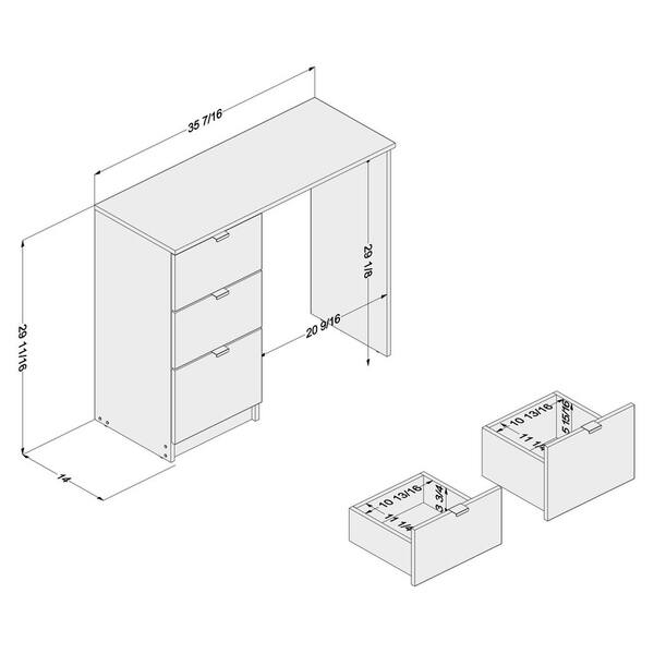 Porch & Den Spindler White 3-drawer Writing Desk