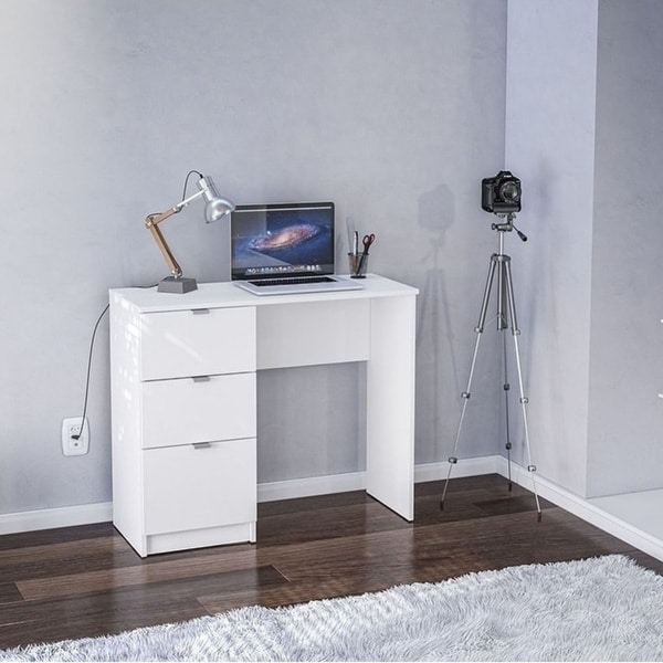 childrens white desk with drawers