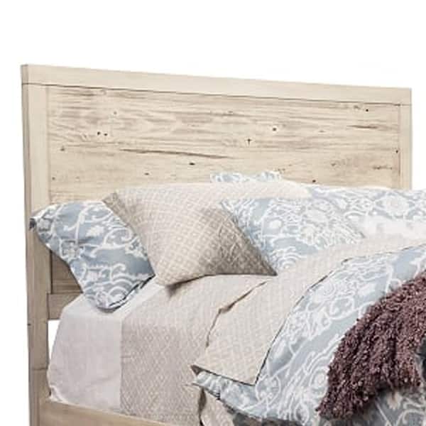 Transitional California King Bed With High Headboard Distressed White Overstock 30438433