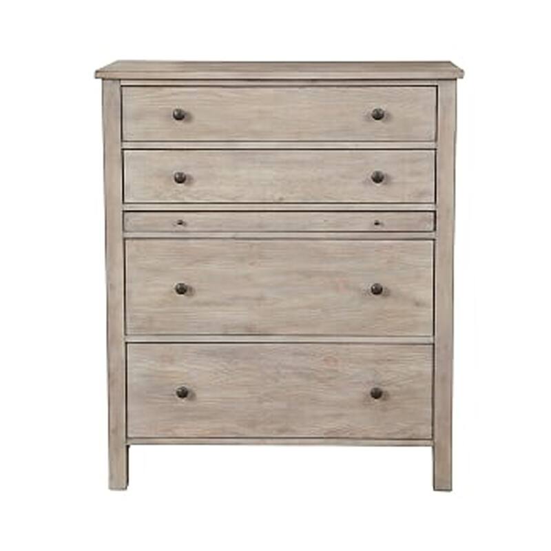 Wooden Chest with 4 Spacious Drawer and 1 Pull Out Tray, Gray