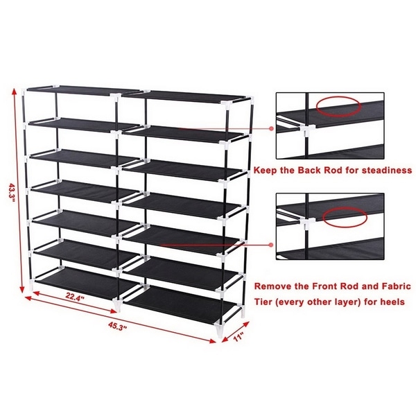 7 Tiers Shoe Rack Organizer, Portable Shoe Rack Closet Fabric Cover