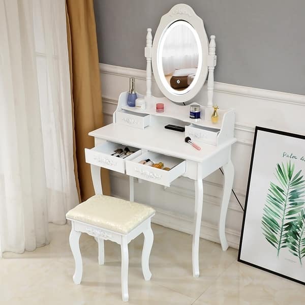 Shop Fch Led Single Mirror 4 Drawer Dresser White N A Free