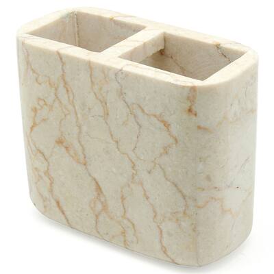 Creative Home Deluxe Champagne Marble Rectangular Toothbrush Holder, Tooth Brush Holder - Beige - N/A