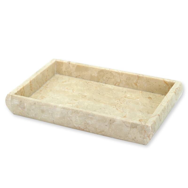 Creative Home Champagne Marble 12" x 8" Deluxe Vanity Tray, Bath Towel Tray, Bathroom Accessory Organizer - Beige