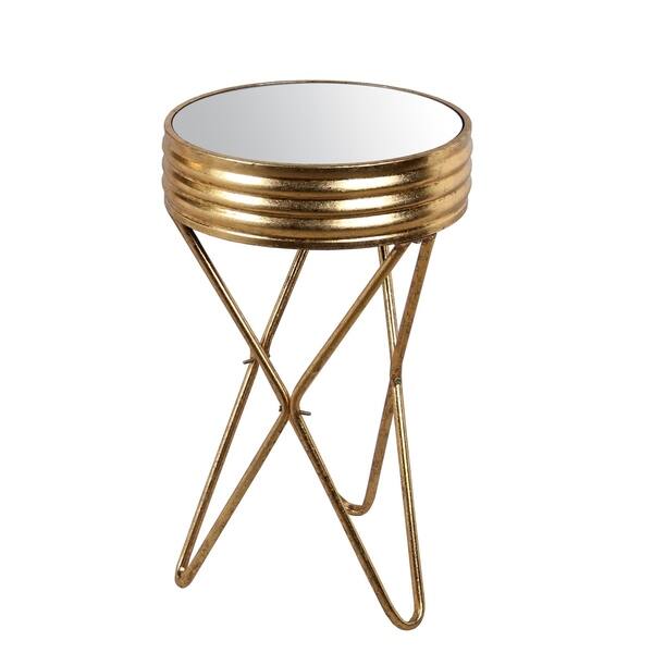 Shop Round Mirror Stand With Metal Hairpin Legs Small Gold