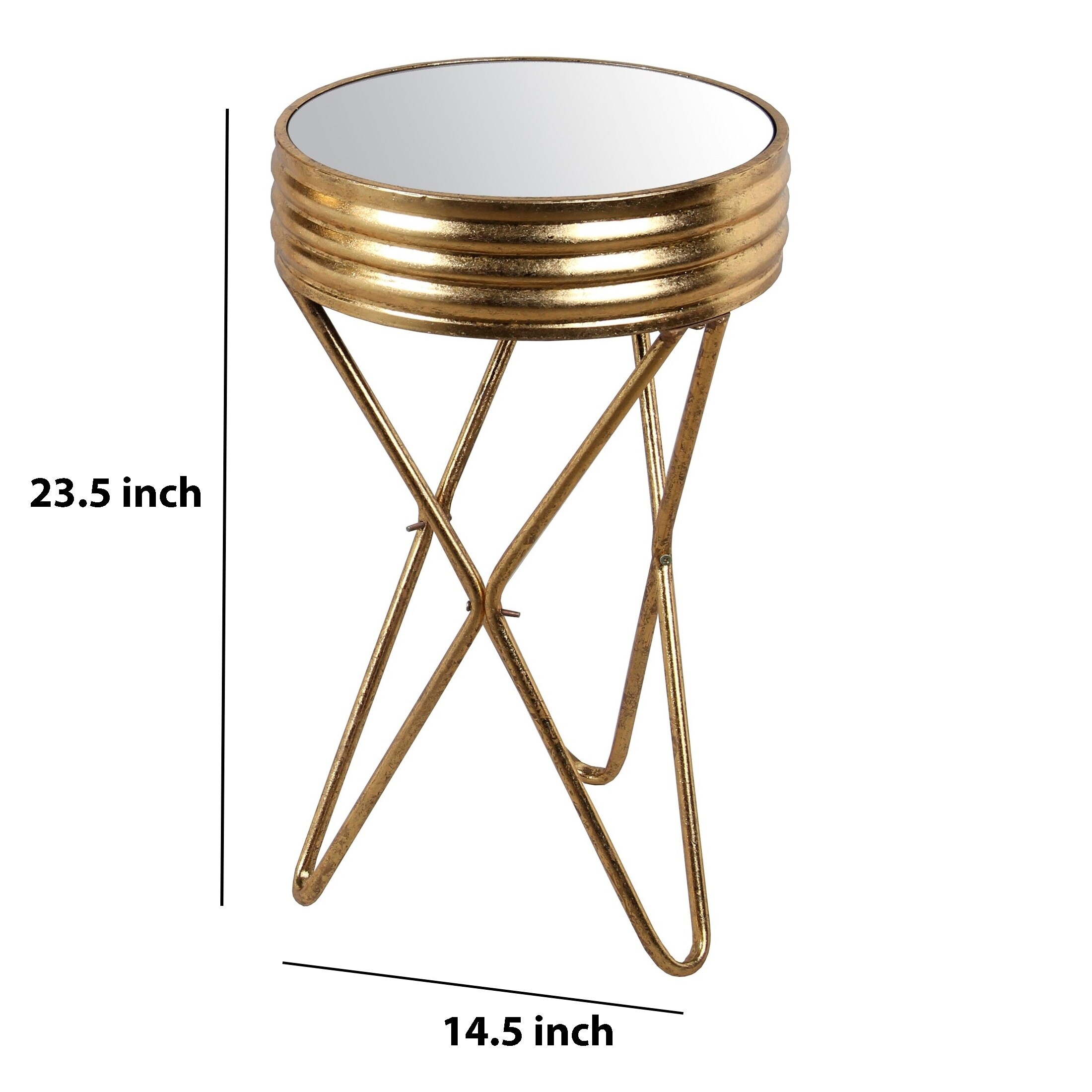 Shop Round Mirror Stand With Metal Hairpin Legs Small Gold
