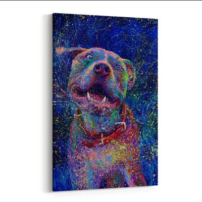 Noir Gallery Pit Bull Dog Animal Painting Canvas Wall Art Print