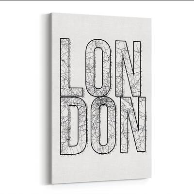 Noir Gallery London England Map Canvas Wall Art Print