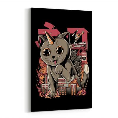 Noir Gallery Animal Cat Urban Illustration Canvas Wall Art Print